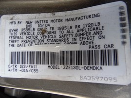 2005 TOYOTA COROLLA CE GRAY 1.8 AT Z20922